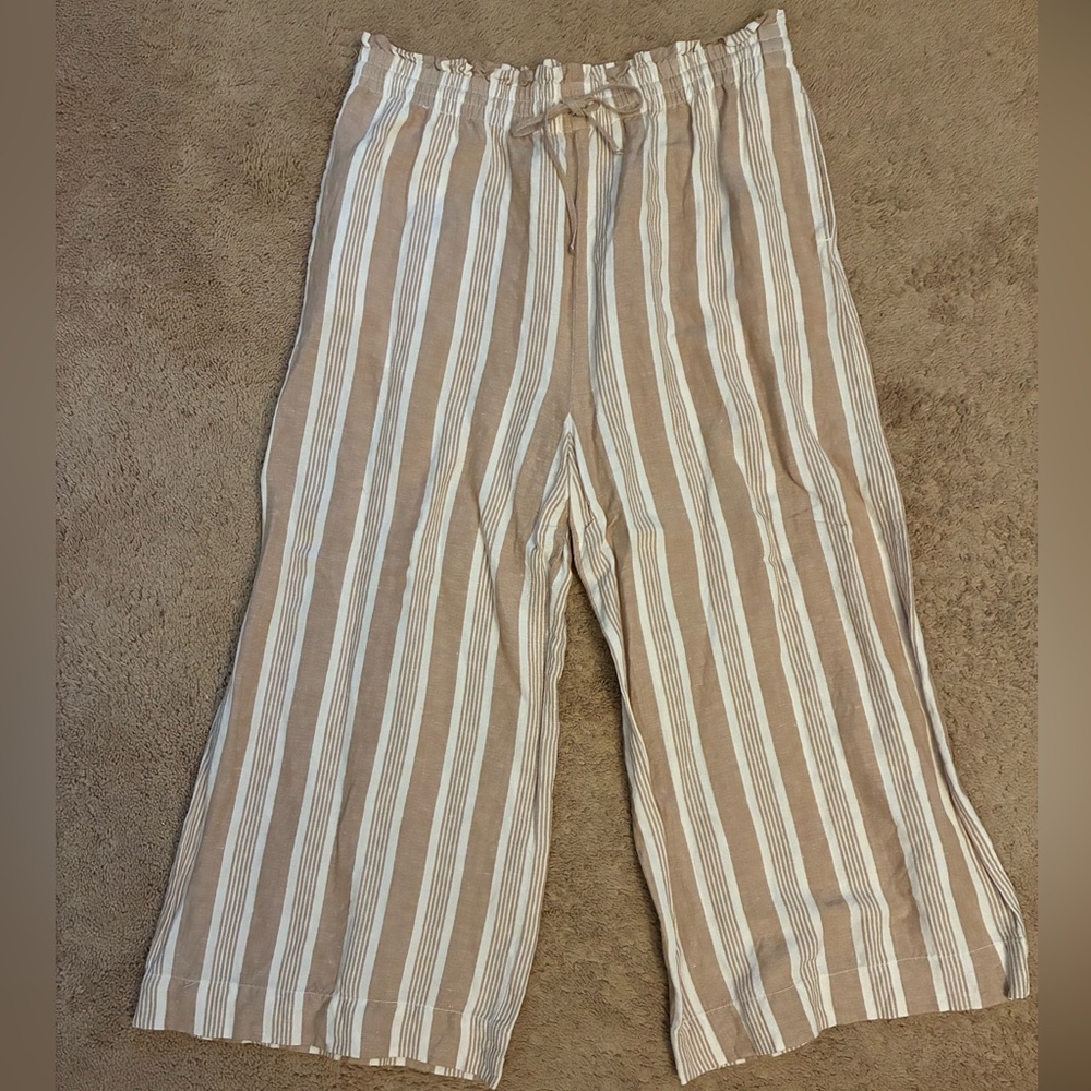 Madewell Beige and White Striped Pants